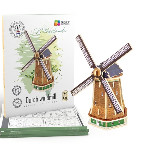 Drevené 3D puzzle Holandský veterný mlyn