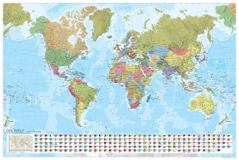 Mapa světa - státy světa s vlajkami (arch v tubusu) 1:35 mil.
