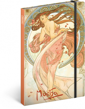 Notes Alfons Mucha – Tanec, linajkový, 13 x 21 cm