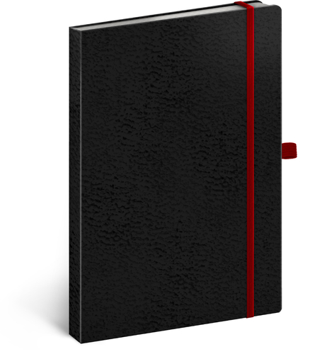 Presco Group Notes Vivella Classic čierny/červený, bodkovaný, 15 x 21 cm