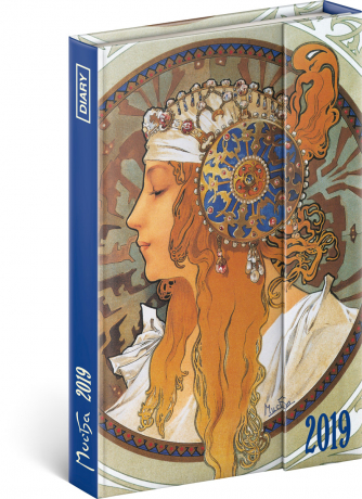 Týždenný magnetický diár Alfons Mucha 2019, 10,5 x 15,8 cm
