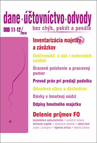 Dane Účtovníctvo Odvody 11-12 2018 - Inventarizácia majetku a záväzkov, Delenie príjmov FO