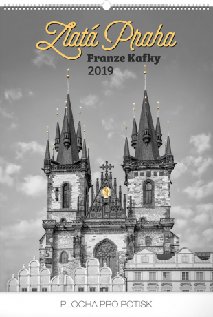 Nástenný kalendár Zlatá Praha Franze Kafky 2019, 48 x 64 cm