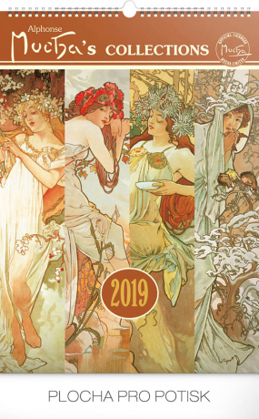 Nástenný kalendár Alfons Mucha 2019, 33 x 46 cm