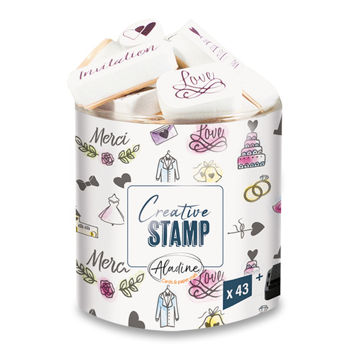 Aladine Pečiatky CREATIVE STAMPS Svadobné 43 ks