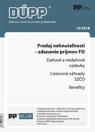 DUPP 15/2018 Predaj nehnuteľností - zdanenie príjmov FO