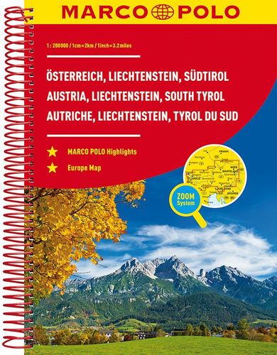 Rakúsko, Lichtenštajnsko, Južné Tirolsko - atlas,  1:200 000