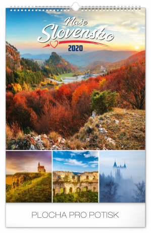 Nástenný kalendár Naše Slovensko 2020, 33 × 46 cm
