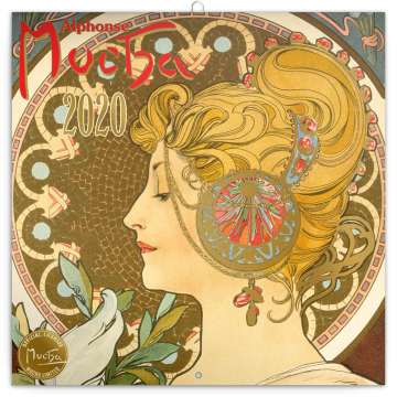 Poznámkový kalendár Alfons Mucha 2020, 30 × 30 cm