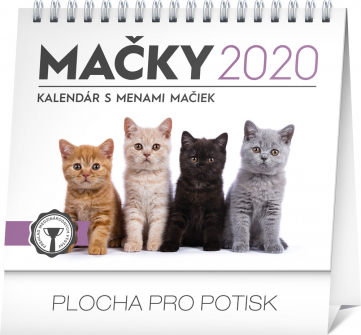 Stolový kalendár Mačky – s menami mačiek SK 2020, 16,5 × 13 cm