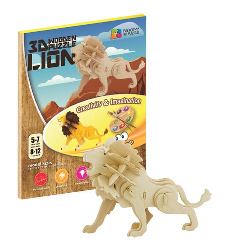 Drevené 3D puzzle Lev