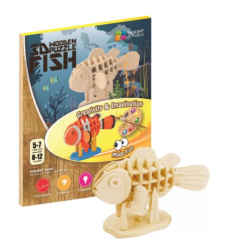 Drevené 3D puzzle Ryba