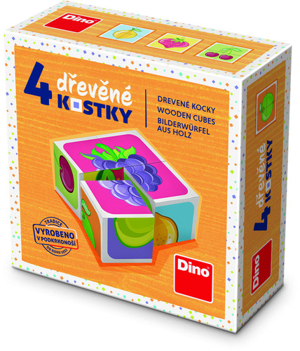 Drevené kocky Ovocie 4 Dino