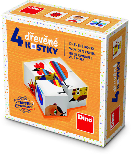 Drevené kocky Kohút 4 Dino