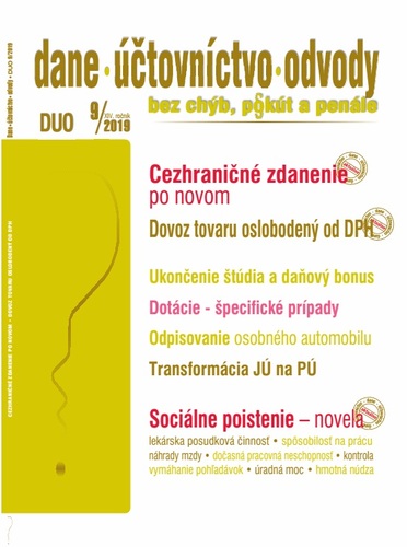 Dane Účtovníctvo Odvody 9 2019 – Pravidlá cezhraničného zdanenia, Dovoz tovaru – oslobodenie od DPH