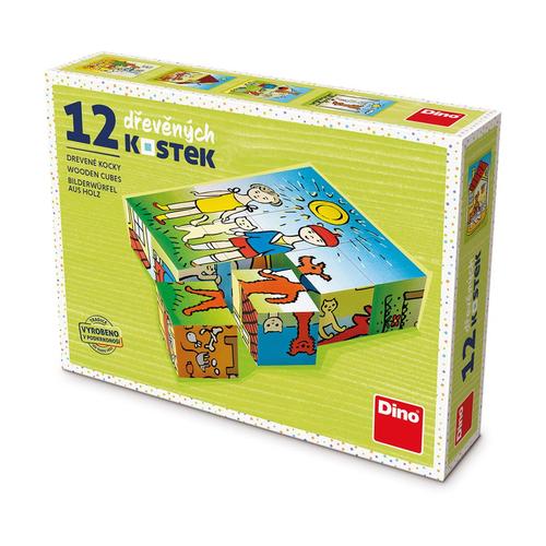 Drevené kocky Psíček a mačička 12 Dino