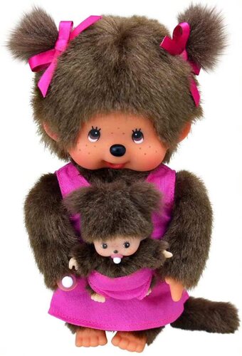 Mončiči mama s bábätkom ružová 20cm