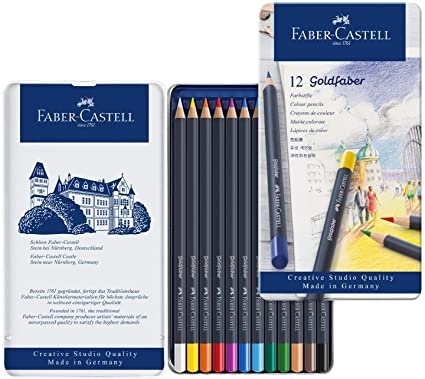 Akvarelové Pastelky Faber-Castell Goldfaber Aqua plechová krabička 12 ks