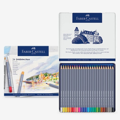 Akvarelové Pastelky Faber-Castell Goldfaber Aqua plechová krabička 24 ks