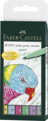 Faber-Castell Popisovač Faber-Castell Pitt Artist Pen Brush pastelové farby 6 ks
