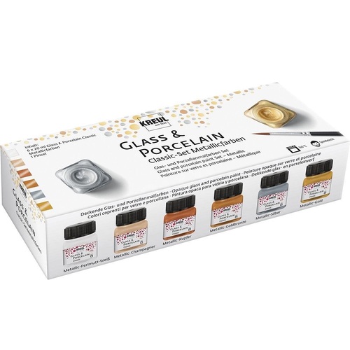 Sada farieb na sklo a porcelán Classic metallic Kreul 6x20 ml