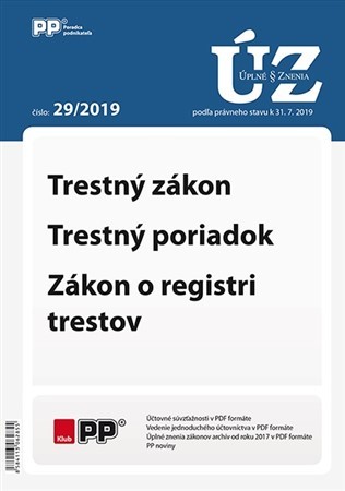 UZZ 29/2019 Trestný zákon, Trestný poriadok, Zákon o registri trestov