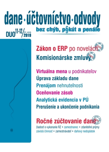 Kniha Dane Účtovníctvo Odvody 11-12 2019 - Zákon o ERP zmeny v roku 2019, Ročné zúčtovanie dane, Úpravy základu dane podnikateľa - Kolektív autorov