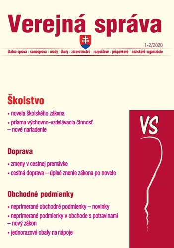 Verejná správa 1-2 2020 - Novela školského zákona, Cestná doprava, Zálohovanie jednorazových obalov na nápoje