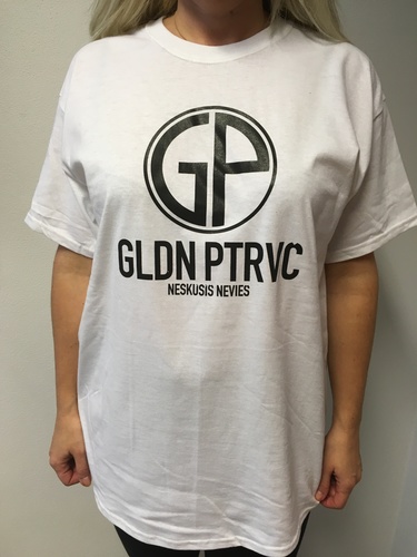 GLDN PTRVC neskúsiš nevieš: čierna potlač/biele tričko, XL