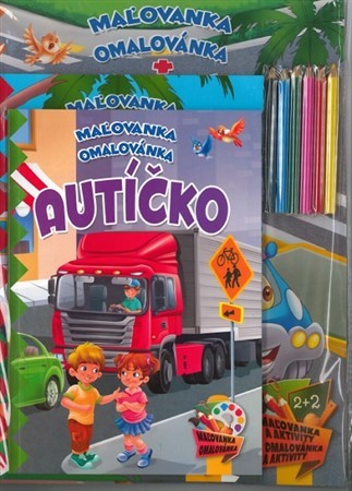 Kniha Komplet Autíčko (2 maľovanky+2 aktivity zošity + farebné ceruzky)