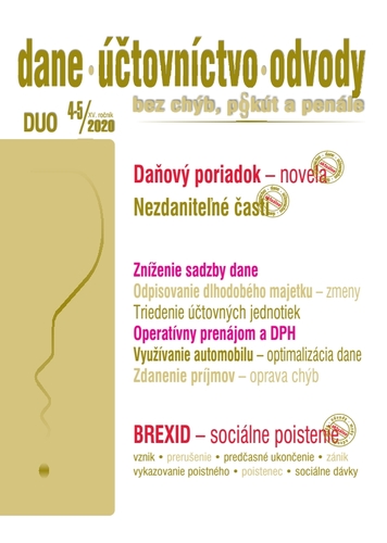 Dane Účtovníctvo Odvody (DUO) 4-5 2020 - Daňový poriadok po novele, Nezdaniteľné časti základu dane, BREXIT - zdravotné a sociálne zabezpečenie