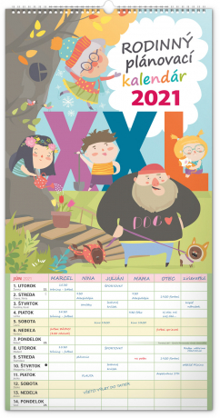 Nástenný kalendár Rodinný plánovací XXL SK 2021, 33 × 64 cm
