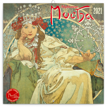 Poznámkový kalendár Alfons Mucha 2021, 30 × 30 cm