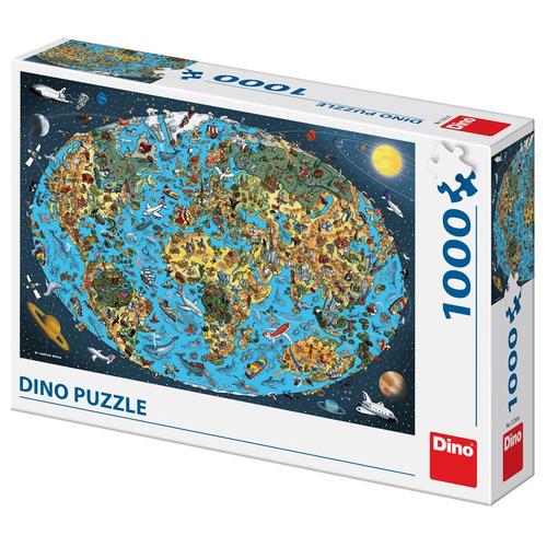 Dino Toys Puzzle Kreslená mapa sveta 1000 Dino