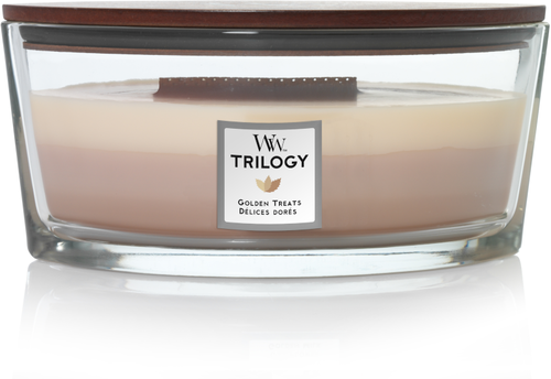 WoodWick sviečka loď Trilogy Golden Treats