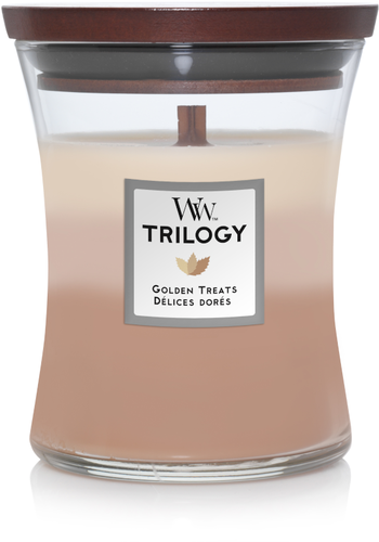 WoodWick sviečka stredná Trilogy Golden Treats