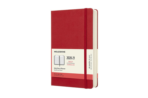 Diár MOLESKINE 18m 2020-2021 denné tvrdý červený L