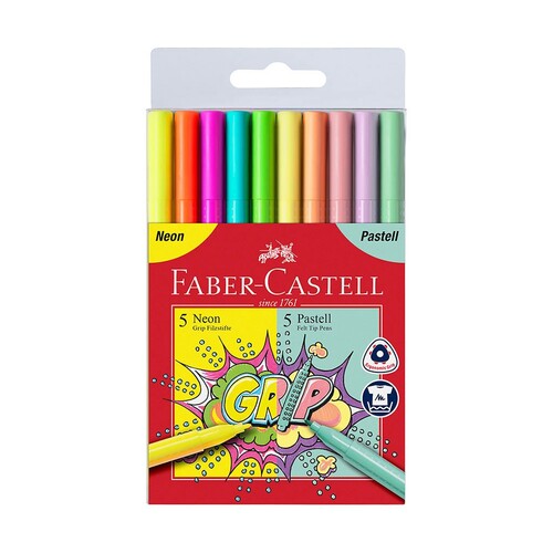 Faber-Castell Detské Fixy Faber-Castell Grip Neon a Pastel 10 ks