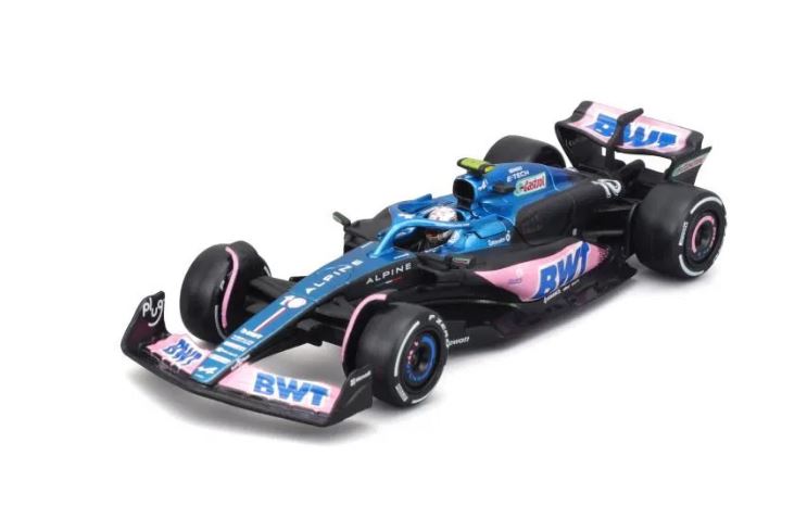 Bburago 1:43 RACE Formula F1 - BWT Alpine F1 Team A523 (2023) 10 (Pierre Gasly) - with driver and decorative box