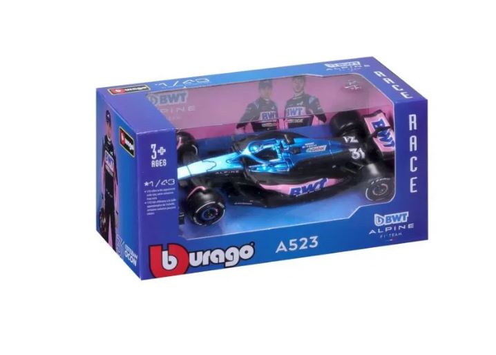 Bburago 1:43 RACE Formula F1 - BWT Alpine F1 Team A523 (2023) 31 (Esteban Ocon)