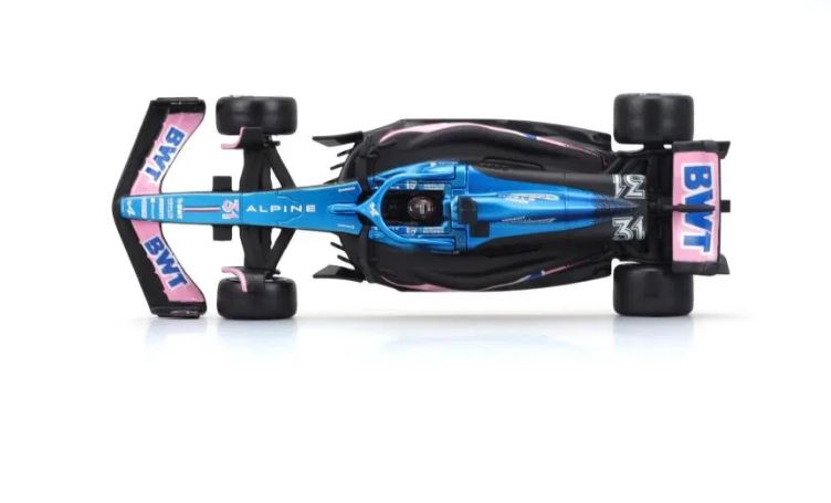 Bburago 1:43 RACE Formula F1 - BWT Alpine F1 Team A523 (2023) 31 (Esteban Ocon) - with driver and decorative box