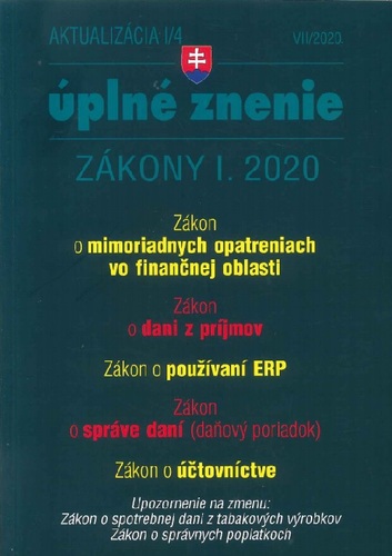 Zákony 2020 I aktualizácia I 4 - Zákon o mimoriadnych opatreniach vo finančnej oblasti, daňové a účtovné zákony