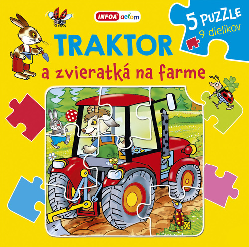 Traktor a zvieratká na farme - Knižkové puzzle
