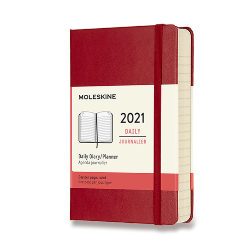 Diár MOLESKINE 2021 denný tvrdý červený S