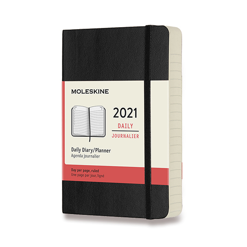 Diár MOLESKINE 2021 denný mäkký čierny S