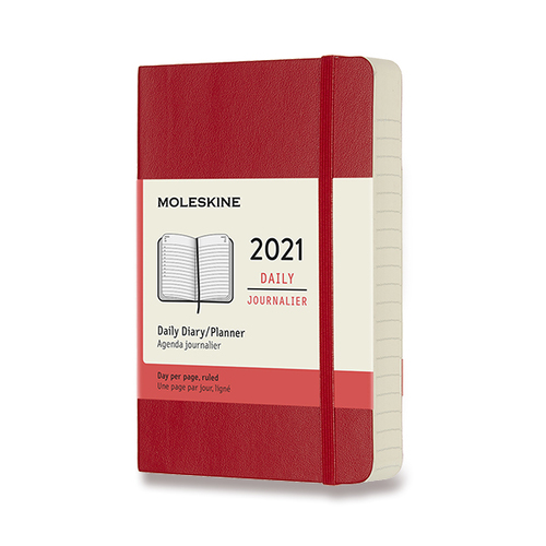 Diár MOLESKINE 2021 denný mäkký červený S