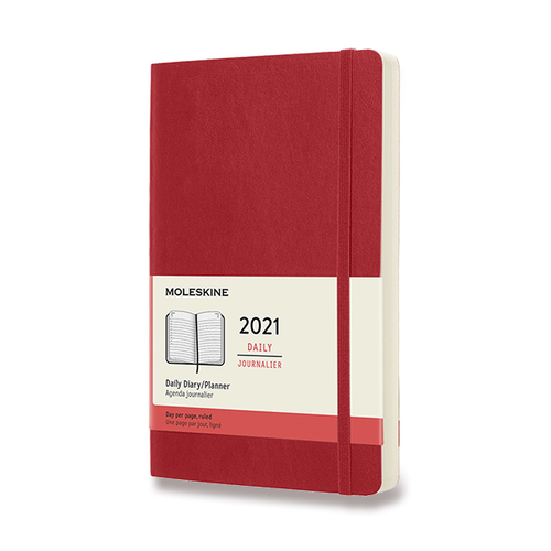 Diár MOLESKINE 2021 denný mäkký červený L