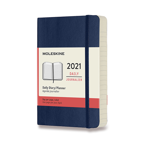 Diár MOLESKINE 2021 denný mäkký modrý S