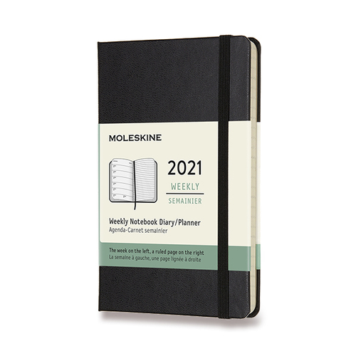 Diár MOLESKINE 2021 týždenný tvrdý čierny S
