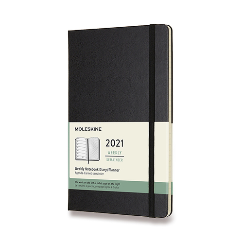 Diár MOLESKINE 2021 týždenný tvrdý čierny L